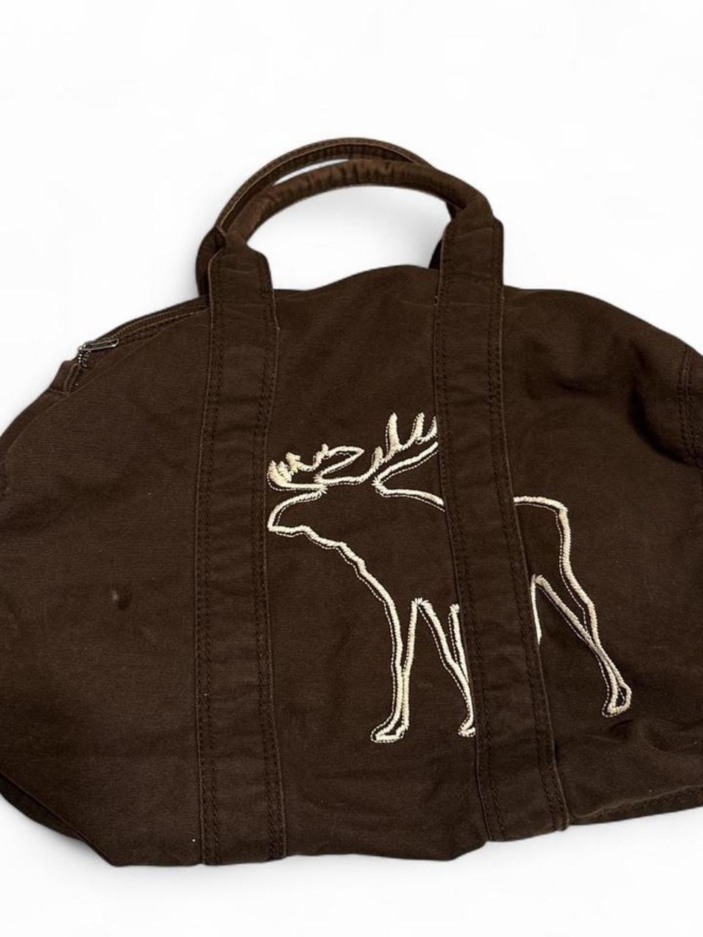 Y2K Abercrombie & Fitch Brown Tote with Cream Moose Embroidery